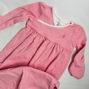 Ralph Lauren Pink & White Pinstripe Long Sleeve Sleep Sack Baby Pajamas Sz 6 mo